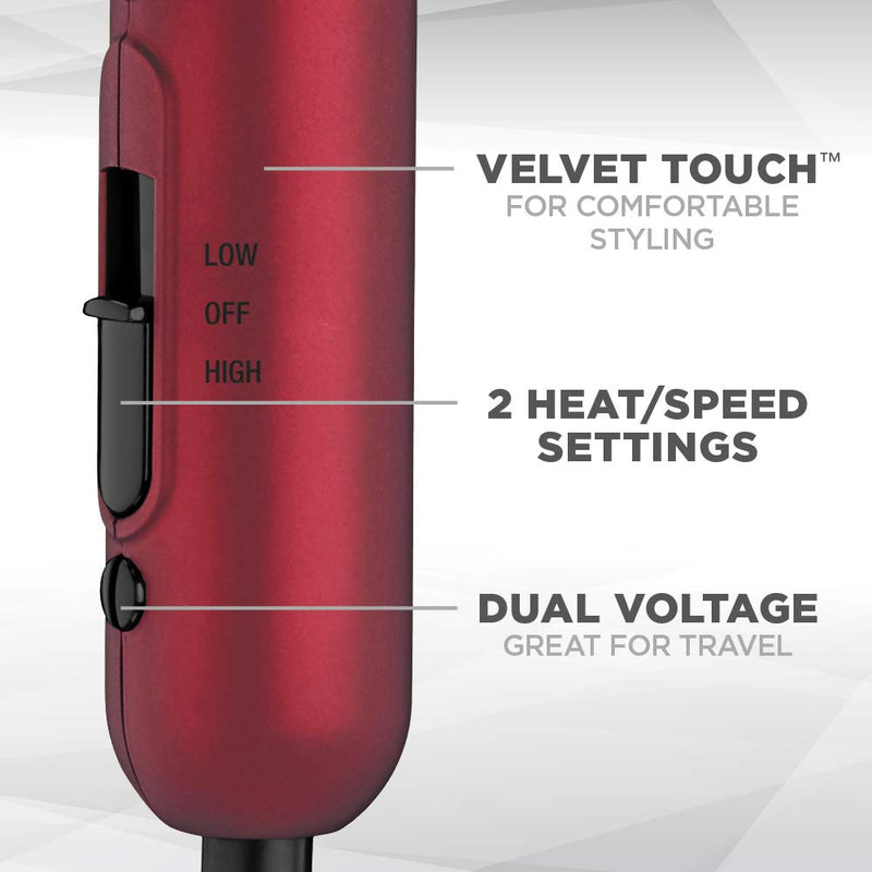 Conair miniPRO Tourmaline Ceramic Travel Hair Dryer with Folding Handle, Red Infinity Warehouse