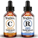 TruSkin Day-Night Anti Aging Duo, Retinol Serum & Vitamin C Serum for Face with Hyaluronic Acid, Skin Care Set Designed to Protect, Firm, Brighten, Clarify, Hydrate, Boost Collagen & Fade Pigmentation TruSkin Naturals
