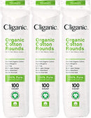 Cliganic Organic Cotton Rounds (300 Count) Makeup Remover Pads, Hypoallergenic, Lint-Free | 100% Pure Cotton Cliganic