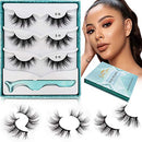 GOO GOO Mink Eyelashes Fake Eyelashes, Natural Crossed Cluster Daily Type 16mm 1 Style 3 Pairs/set Siberian 3D Mink Eyelashes Hand Made Strips False Eyelashes Fluffy Real Eyelashes GOO GOO
