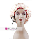 ELIHAIR Stain Bonnet Silky Sleep Cap Adjustable Satin Cap for Night Sleeping Hair Bonnet Reversible Double Layer Rose/Beige ELIHAIR