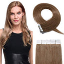 100% Remy Tape In Human Hair Extensions Real Human Hair Double Side Tape Seamless Skin Weft Invisible Hair Hightlight Balayage Natural Silk Straight For Women (18'',50g/20pcs,