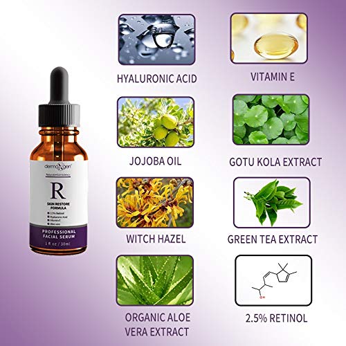 Dermaxgen Retinol Serum - Pure Organic Anti Aging, Anti Wrinkle Face Wrinkles | Renewing and Restore with Hyaluronic Acid, 1 fl oz DERMAXGEN
