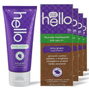 Hello Juicy Grape Flavor Kids Fluoride Toothpaste, Anticavity, Vegan, SLS Free, Gluten Free, For Ages 2 and Up, 4.2 Ounce (Pack of 4) hello