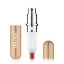 Travalo Classic Perfume Atomizer, U refill system, Elegant Metal Travel Atomiser, TSA Flight Approved Portable Mini Refillable Empty Spray Bottle, Glass-free Scent Pump Case, Gold, 0.17 Oz Travalo