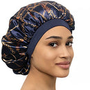 LAYKAY Silky Satin Bonnet - Adjustable Head Size Sleep Silk Bonnet - Double Layer Satin Lined Sleeping Cap - Reversible Hair Bonnet Navy Chains, One Size LAYKAY