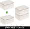mDesign Plastic Stackable Bathroom Vanity Countertop Storage Cosmetic Organizer Box with Hinged Lid for Makeup, Beauty, Hair, Nail Supplies - 2 Pack - Cream/Clear mDesign Store