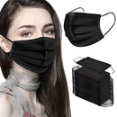 Black Disposable Face Masks 50PCS 3 Ply Breathable Filter Protection NNPCBT
