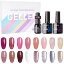Gellen Gel Nail Polish Kit - With Top Base Coat, 16 Colors Jelly Nail Gel Series Translucent Skin Tones, Trendy Nail Art Glitters Designs DIY Home Gel Manicure Set GELLEN