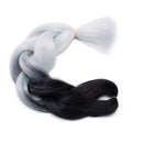 Ombre Jumbo Braiding Hair 24 inch Jumbo Braid Hair Extensions Jumbo Box Braids Crochet Hair Long for Women Kids DIY High Temperature Synthetic Fiber 2 Tones Black+ White 5 Bundles Benehair
