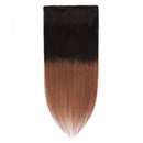Hairro Clip in Hair Extensions 100% Human Hair Thin Natural Black 12 Inch Short Straight Ombre Human Hair Dark Brown to Light Brown Clip on Hairpieces 80g Machine Weft 8pcs 18 Clips for Women
