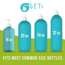 GETi Beauty Liquid Dispenser Pump - 12 Pack Teardrop Ribbed Collar - Lotion, Liquid, Soap, Disinfectant, Shampoo and Conditioner Bottles Ideal for Home or Office Use 28/410 2cc output. Geti Beauty