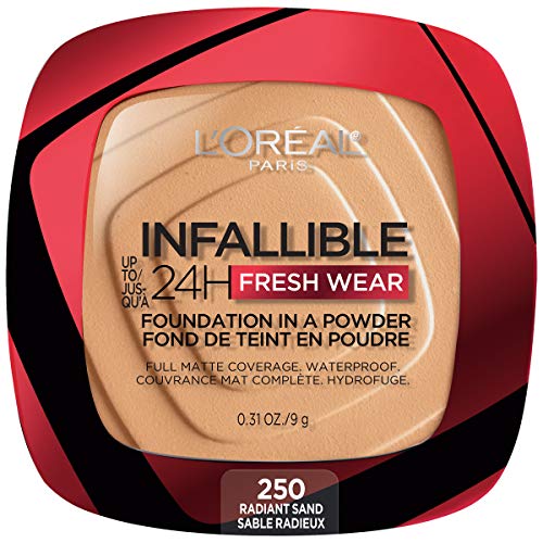 L'Oreal Paris Infallible Fresh Wear Foundation in a Powder, Up to 24H Wear, 250 Radiant Sand, 0.31 Fl Oz L'Oreal Paris