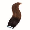 20 Inch Remy Tape in Human Hair Extensions 20pcs 50g/pack Ombre 2 TonesLong Straight Hair Seamless Skin Weft Glue in Hairpieces Invisible Double Sided Tape #2 Dark Brown to #6 Light Brown