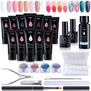 Poly Nail Gel Kit, Ohuhu 12 Colors Nail Gel Kit with 4 Temperature Changing Colors, 8 Regular Color Nail Extension Professional Kit for DIY Girls Girlfriend Mother Lover - Primary Color Ohuhu