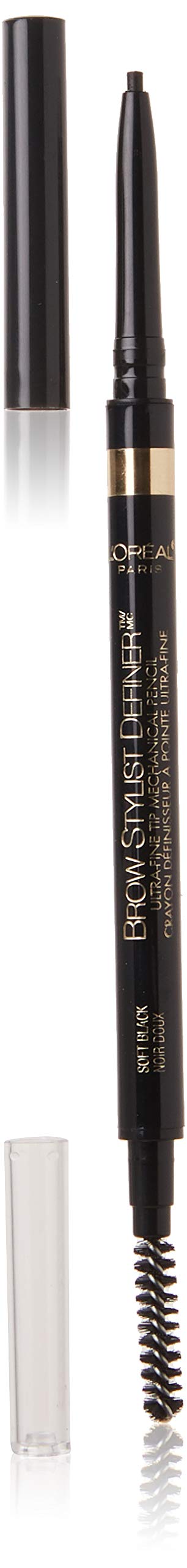 L'Oreal Paris Makeup Brow Definer Waterproof Eyebrow Pencil, Ultra-Fine Mechanical Pencil, Draws Tiny Brow Hairs and Fills in Sparse Areas and Gaps, Soft Black, 0.003 Ounce (Pack of 1) L'Oreal Paris