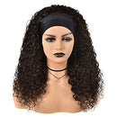 HeadBand Wig Curly Human Hair Wigs for Black Women Brazilian 10A Human Hair None Lace Front Water Wave Wigs Machine Made Wigs Natural Color 150% Density 24 Inch MISSJAY