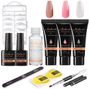 Makartt Poly Nail Gel Kit Clear Soft Pink Nude Nail Extension Builder Enhancement Gel with Slip Solution Trail Kit DIY Nail Art Equipment Set for Beginner P-68 Makartt