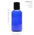 4oz Empty Cobalt Blue Plastic Squeeze Bottles with Disc Top Flip Cap (6 pack); BPA-Free Containers For Shampoo, Lotions, Liquid Body Soap, Creams (4 ounce, Cobalt Blue) Cornucopia Brands