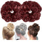 Messy Bun Hair Piece for Women Thick Updo Scrunchies Hair Extension Ponytail Hair Accessories Dark Red OMGREAT