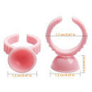 WINMIU 300PCS Disposable Tattoo Lash Glue Rings for Eyelash Extensions, Nail Art Plastic Glue Supplies Rings Cups Holder, Finger Hand Beauty Tools, Pigment Nail Eyelash Glue Ring Holders (Pink) WINMIU