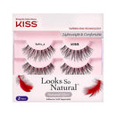 KISS Looks So Natural False Eyelashes Double Pack, Lightweight & Comfortable, Natural-Looking, Tapered End Technology, Reusable, Cruelty-Free, Contact Lens Friendly, Style Sultry, 2 Pairs KISS