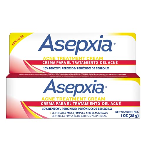 Asepxia Acne Spot Treatment Cream for Pimples and Blackheads with 10% Benzoyl Peroxide, 1 ounce, White, (GEN00669) Asepxia