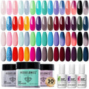 Modelones 30 Colors Dip Powder Nail Kit, 33Pcs Fall Winter Dip Nail Kit Starter Dipping Nails with Dip Base Top Coat Activator Liquids, Dip System Kit No Lamp Needed Saving time Manicure DIY Salon modelones