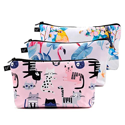 Pack of 3 Cosmetic Bags for Women Functional Makeup Bags Small Travel Bags Toiletries Case Durable Waterproof Bags Accessories Organizer Fashion Women Gifts (Style B) FUN FUN HOME