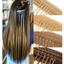 Loop Remy Hair Extensions Human Hair Silicone Micro Ring Beads Stick Tipped Hair Fish Line Link Hairpieces Hand Tied 1g/Strand 50 Individual Strands 50g Highlight 22 Inch