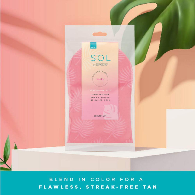 SOL by Jergens Self Tanner Applicator Mitt, Flawless, Streak-free Tanning Blender Glove, Sunless Tanning, Reusable Tanning Mitt Protects Hands Jergens