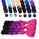 24 Inch Ombre Jumbo Braiding Hair Extensions Jumbo Braid Hair Ombre Long Jumbo Braids For Box Twist Braid Crochet Hair High Temperature Fiber 3 Tone Colored ( 5 Bundles, Black to Pink) S-noilite
