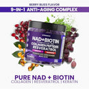 NAD+, Resveratrol, Berberine, & Biotin Anti-Aging Gummy - Hair, Skin, Nails & Joint Supplement - Collagen Peptides, Keratin, Zinc, Vitamin K2 & D3 Gummies -Regeneration- Non-GMO - Made in USA 60 Count Infinity Warehouse
