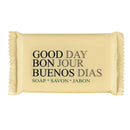 Soap Travel Size Bulk- Hand and Facial Soap - GOOD DAY - 0.85 OZ- 50 White Bars Per Case- Moisturizing - Individually Wrapped for Hotels, Rentals, Charity Donations, spa - Value Pack Good$ Day