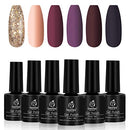 Beetles Red Purple Gold Glitter Gel Nail Polish Set - 6 Colors Fall Winter Wine Red Gel Polish Kit Full Maroon Nail Gel Polish Set, Soak Off LED Nail beetles Gel Polish