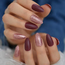 CoolNail Mix Rose Gold Glitter Frosted Burgundy Matte Stiletto False Nails 48pcs Full Cover Amlond Finished Pre Design Fake Nail Tips Coolnail