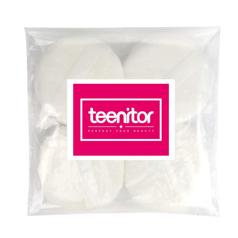 Teenitor 4 Inch Powder Puff, Ultra Soft Washable Large Round Velour Body Powder Puff Loose Powder Puff , 4 Pcs Teenitor