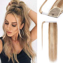 100% Remy Human Hair Ponytail Extension Wrap Around One Piece Hairpiece With Clip in Comb Binding Pony Tail Extension For Girl Lady Women Long Straight