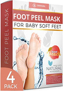 Foot Peel Mask - Peach - For Cracked Heels, Dead Skin & Calluses - Makes Your Feet Silky Soft - Removes & Repairs Rough Heels, Dry Toe Skin - Exfoliating Peeling Treatment (4 Pack) DERMORA