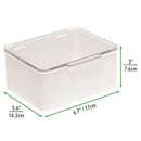 mDesign Plastic Cosmetic Storage Organizer Box Containers with Hinged Lid for Bedroom, Bathroom Vanity Shelf or Cabinet, Holds Masks, Palettes, Lotion, Astringents, or Nail Polish, 2 Pack, Cream/Clear mDesign