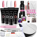 Poly Nail Gel Kit with 36W LED UV Nail Lamp phoenixy 4 Colors Poly Nail Extension Gel Slip Solution Basic Nail Art Tools All In One Kit for Nail Manicure Beginner Starter Gift phoenixy