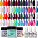 Modelones 30 Colors Dip Powder Nail Kit, 33Pcs Fall Winter Dip Nail Kit Starter Dipping Nails with Dip Base Top Coat Activator Liquids, Dip System Kit No Lamp Needed Saving time Manicure DIY Salon modelones