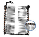 Banana Hair Clip for Fine Thin Hair Stretch & Adjust - Decorative, Sturdy & Lightweight - No Pressure or Headaches, Easy styles, Comfy UpDos (Copper Cut Glass Bead & Black Satin Cord w/Bead Closure) HairZing