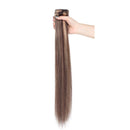S-noilite Clip in Human Hair Extensions Balayage 100% Real Remy Thick True Double Weft Full Head 8 Pieces 18 Clips Straight Silky (12Inch - 115g,Medium Brown/Dark Blonde (