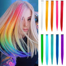22 Inch Colored Hair Extensions 10 PCS, LADYAMZ Multi-color Party Highlights Clip in Synthetic Hair Extensions, Colorful Hair Accessories for Girls Women Kids Doll Hair Pieces (Colorful Set) LADYAMZ