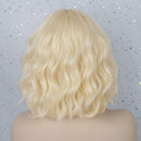AISI HAIR Short Blonde Wavy Bob Wig with Bangs for Women Girls Natural Looking Pastel Blonde Wigs Curly for Daily Cosplay Halloween AISI HAIR Store
