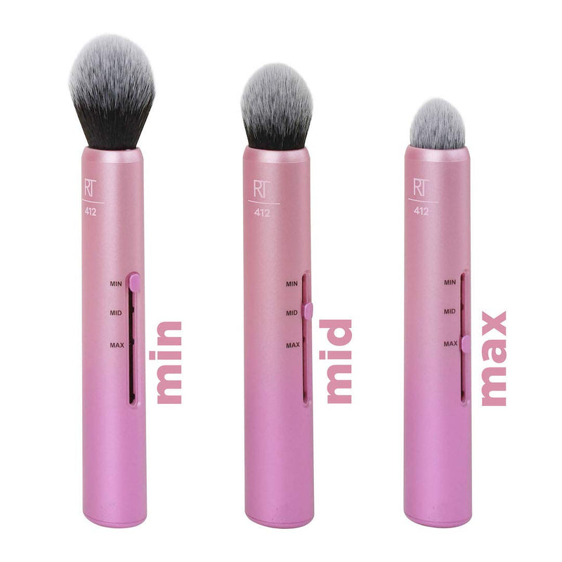 Real Techniques Custom Slide Makeup Brush Cheek Kit For Blush, Bronzer, and Highligher, 3 Settings for Sheer, Medium, or Focused Application Real Techniques