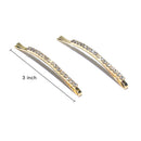 Luxxii - 1 Row Clear Rhinestone Crystal Hair Barrette Clip Hair Pin (Pack 2) (Gold Tone, 2 Count) Luxxii