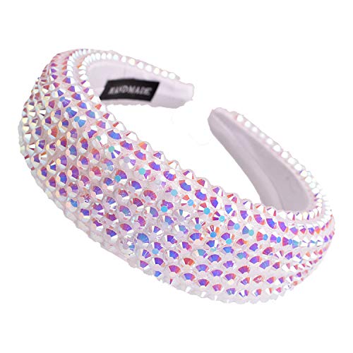 SP SOPHIA COLLECTION Women's Sparkling Crystal Padded Rhinestone Wide Bejeweled Hair Headband Party Hairband Hair Accessories in Iridescent SP Sophia Collection