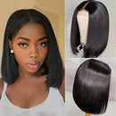 BLY Short Straight Bob Wigs for Black Women Human Hair 14 Inch 4x4 Lace Closure Front Wigs 150% Density Brazilian Virgin Hair Pre Plucked with Baby Hair Natural Color BLY